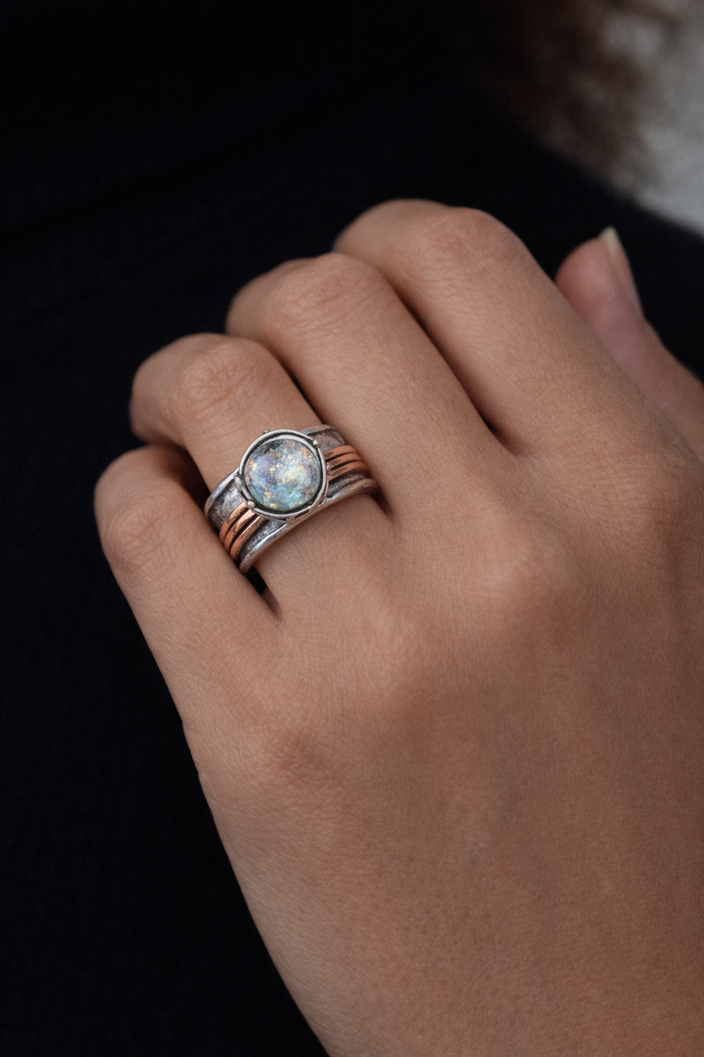 Constantine Roman Glass Spinner Ring