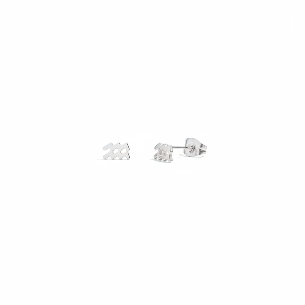Celestial Zodiac Stud Silver Earrings