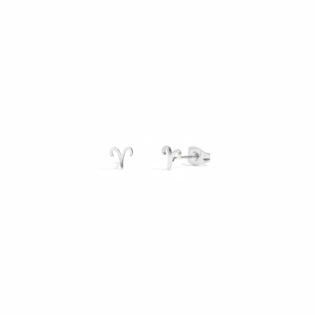 Celestial Zodiac Stud Silver Earrings