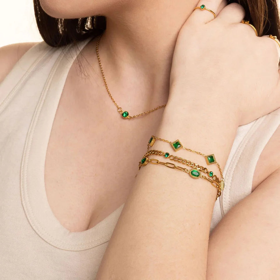 Emerald Mirage Chain Bracelet