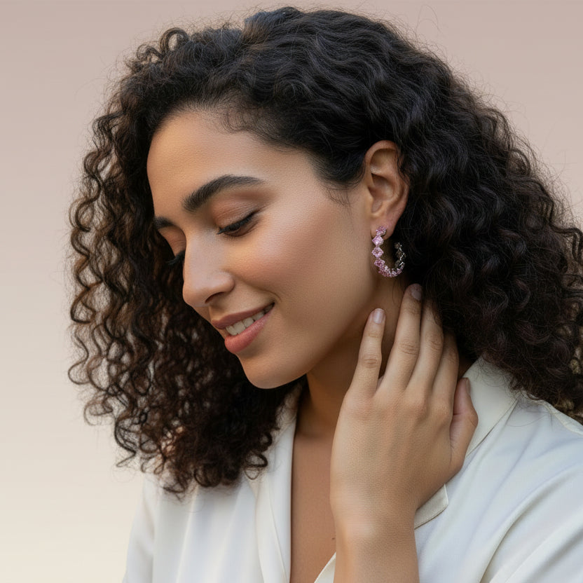 Pink Prism Hoop Earrings