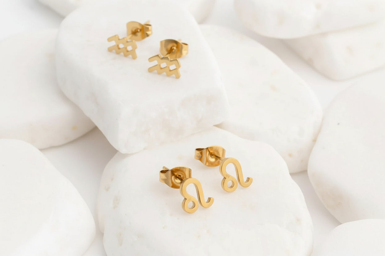 Celestial Zodiac Stud Earrings