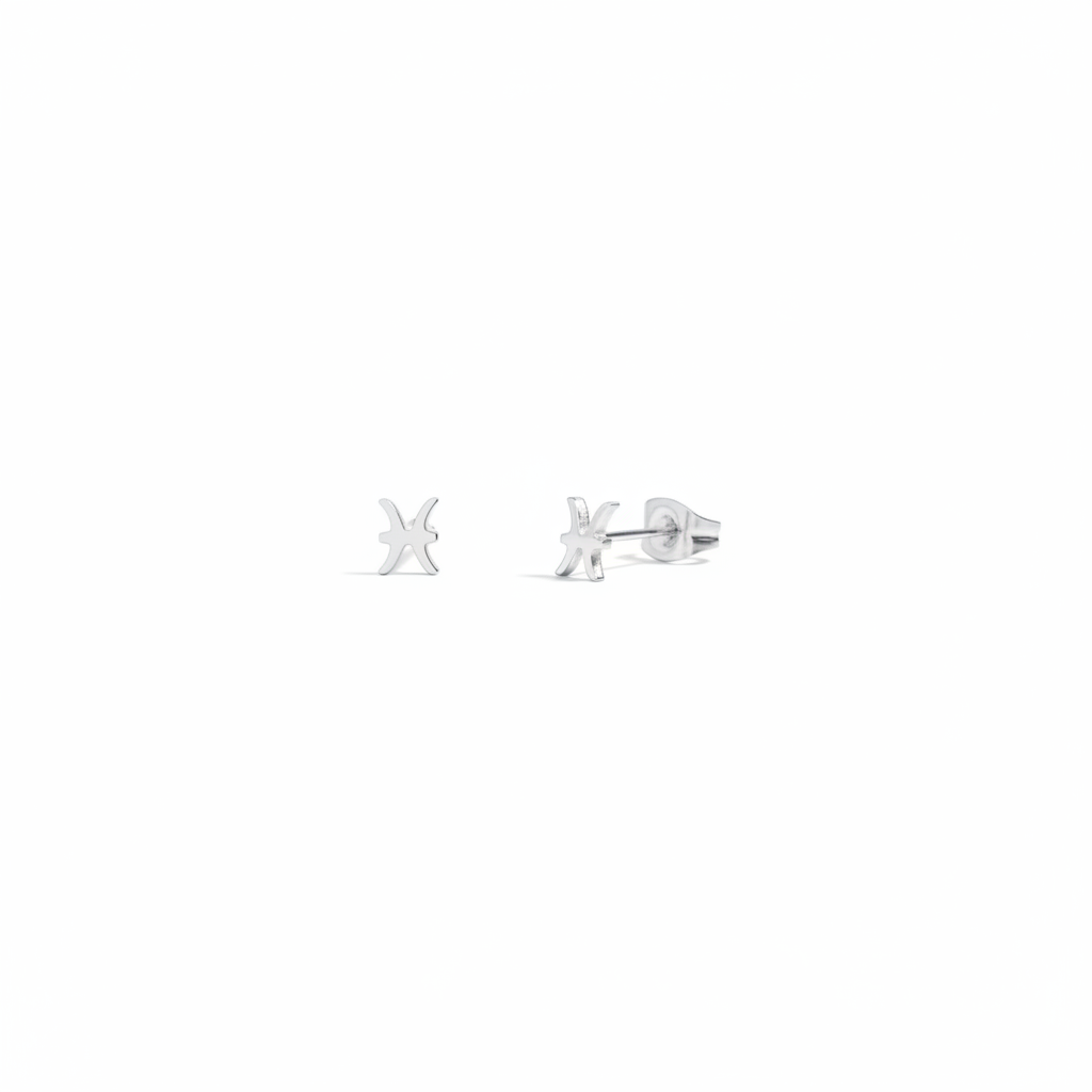 Celestial Zodiac Stud Silver Earrings
