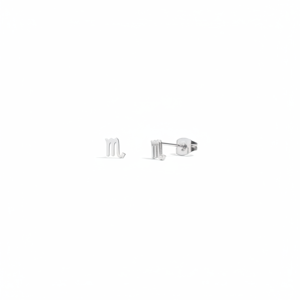 Celestial Zodiac Stud Silver Earrings