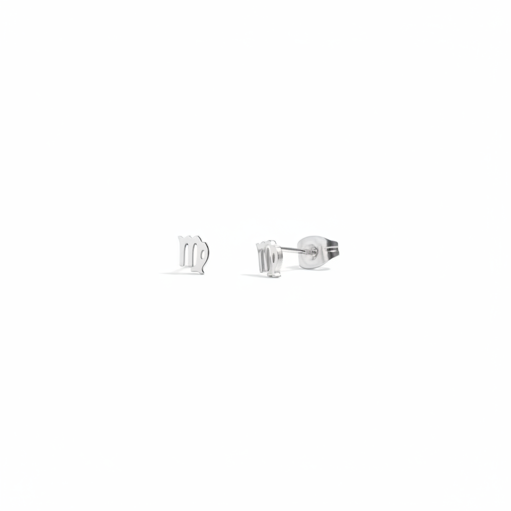 Celestial Zodiac Stud Silver Earrings