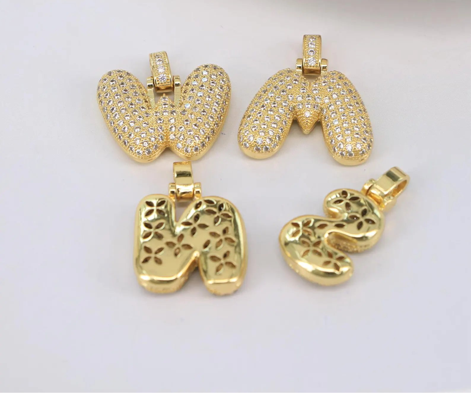 Bubble Pavé Initial Necklace