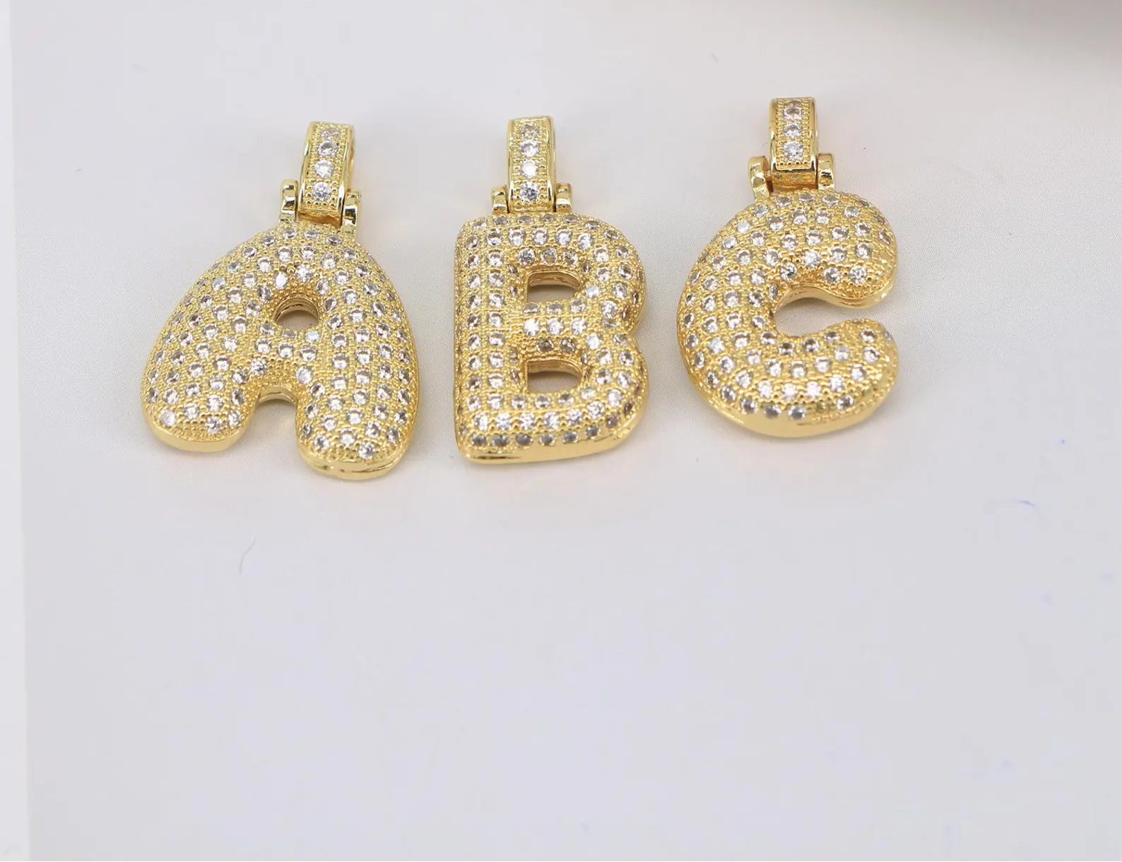 Bubble Pavé Initial Necklace